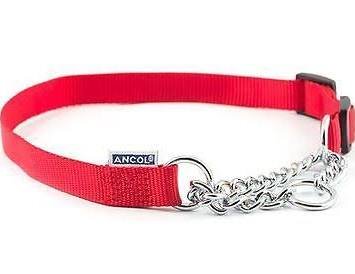 Ancol Nylon Check Chain Collar Red 35-45cm RRP 5.79 CLEARANCE XL 3.99